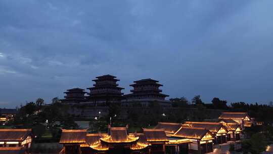 绵阳梓潼七曲山古韵建筑夜景