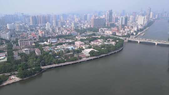 广州沙面公园航拍视频素材模板下载