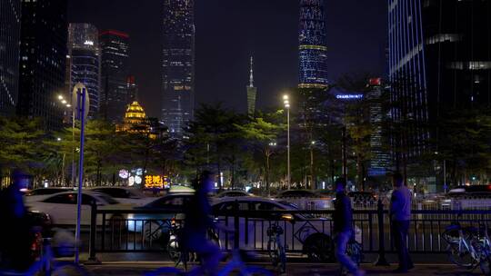 2023最新广州珠江新城花城广场夜景视频素材模板下载
