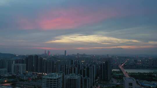 南宁邕江夜景城市夜景航拍