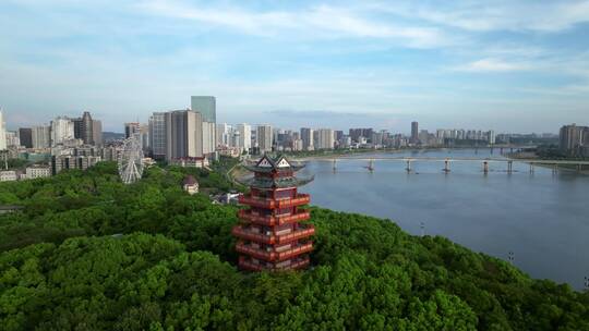 4K航拍株洲城市全景 湘江 神龙阁