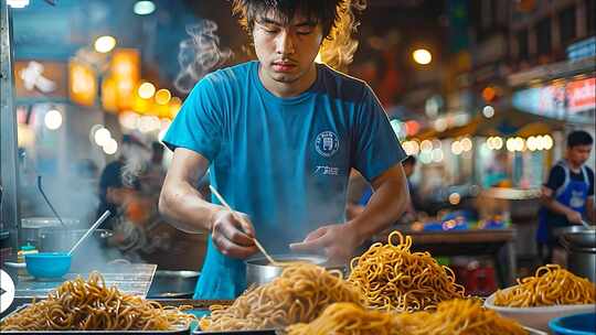 城市夜市烧烤小吃美食街夜生活小吃夜景ai