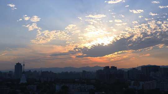 城市建筑都市日出日落朝阳晚霞夕阳黄昏