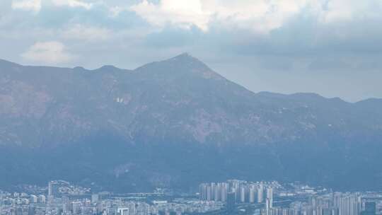 航拍福建福州仓山区高空云雾风光