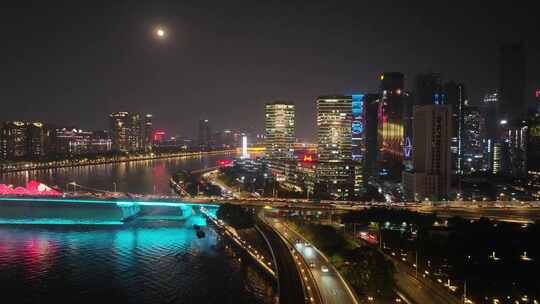 2023广州珠江新城灯光秀夜景航拍