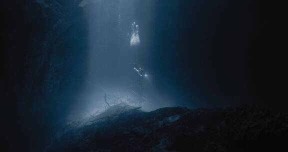 潜水员在海底浮潜