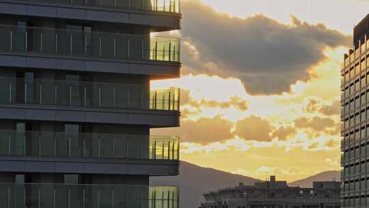 城市建筑都市日出日落朝阳晚霞夕阳黄昏航拍