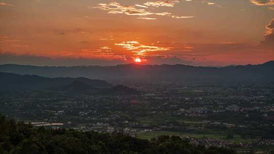 汉山日落延时夕阳西下