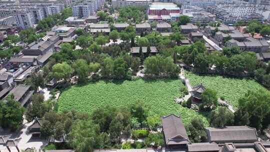 河北保定古莲池风景区航拍