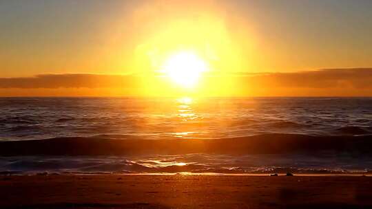 夕阳日出傍晚 海浪 沙滩 海上日出 海上夕阳