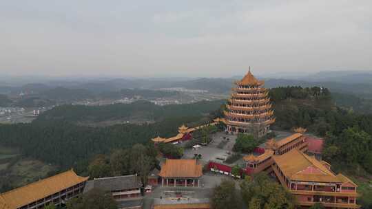 航拍四川遂宁灵泉寺风景区