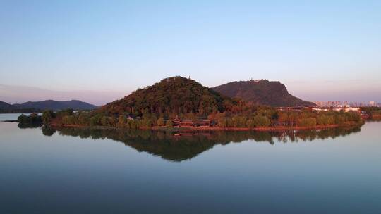 杭州湘湖旅游度假风景区压湖山航拍