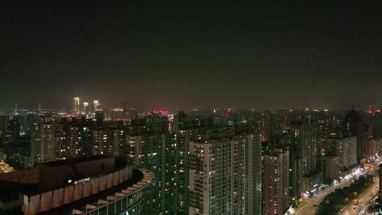 上海浦西徐家汇夜景航拍