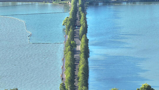 航拍武汉旅游5A级景区东湖绿道自然风光视频素材模板下载