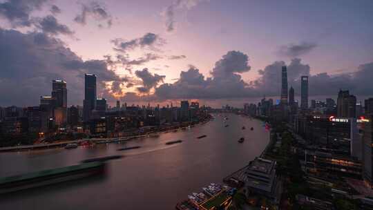 上海黄浦江两岸城市风光夜景