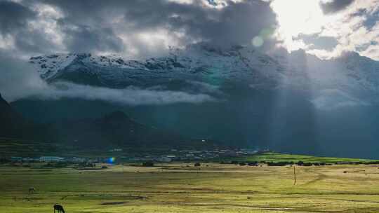 8K西藏日喀则乃夏村风景延时