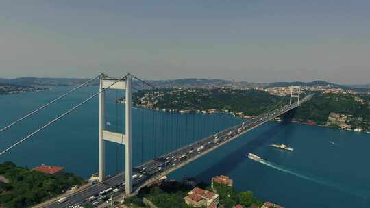 伊斯坦布尔博斯普鲁斯海峡大桥视频素材模板下载