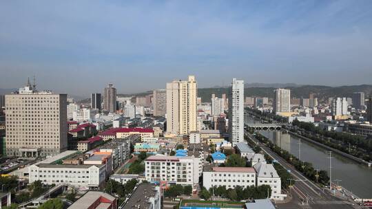 航拍山西吕梁市城区4K30帧