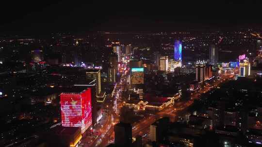 内蒙古呼和浩特市中心4k夜景