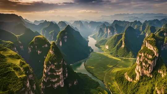 山水风光航拍全景