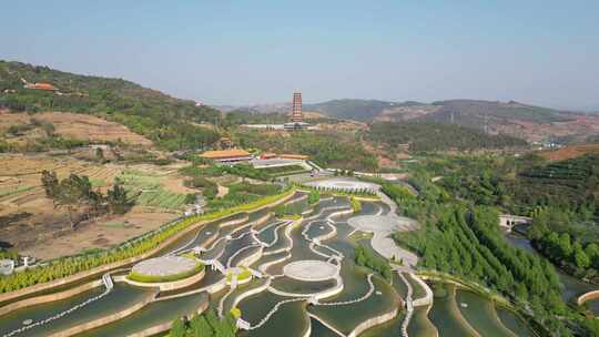 云南弥勒锦屏山景区航拍