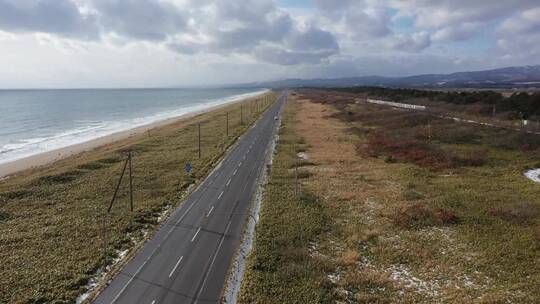 日本北海道海滨公路自然风光航拍