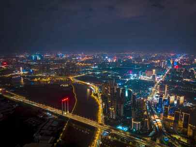 佛山三龙湾片区夜景航拍延时素材