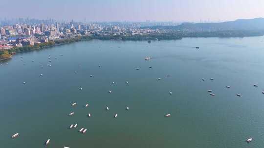 浙江杭州西湖景区宝石山保俶塔航拍旅游风景视频素材模板下载