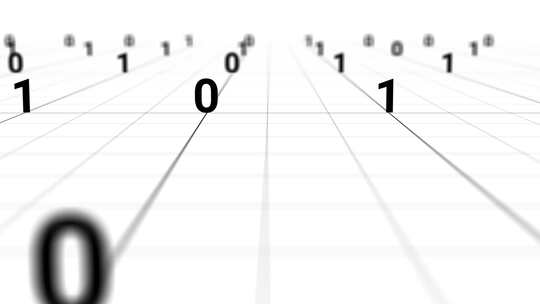 数字0和1排列的三维空间网格画面