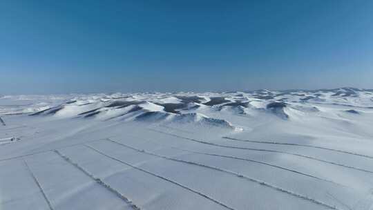 航拍呼伦贝尔垦区雪原风光