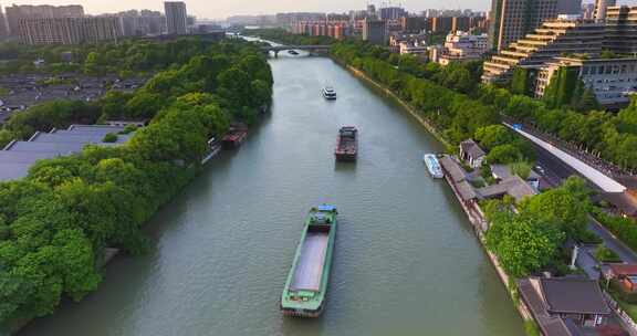 杭州拱墅区京杭大运河大关登云板块初夏风光