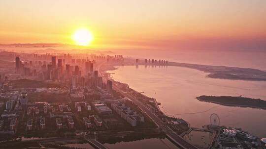 城市日出青岛西海岸城市日出