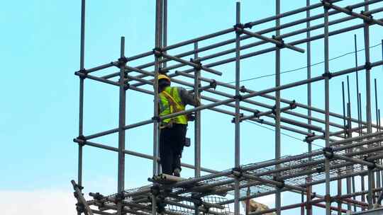 航拍高空作业建筑工地