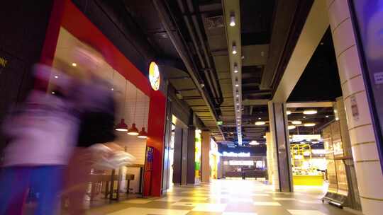 地下商场逛街购物人群人流延时摄影视频素材模板下载