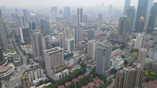 上海南京西路商区高楼大厦4K航拍视频素材模板下载