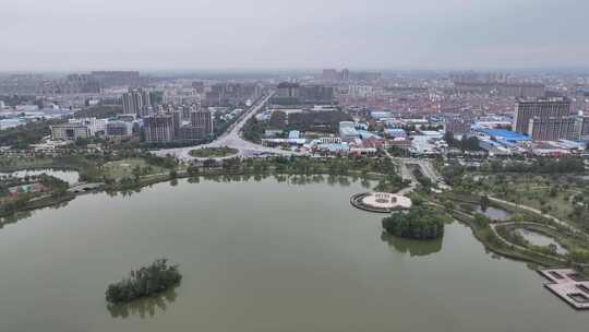 虞城县人民公园航拍视频素材模板下载