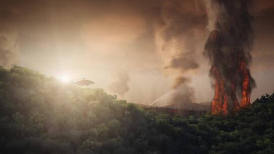 森林火灾直升机消防灭火示意三维合成片段
