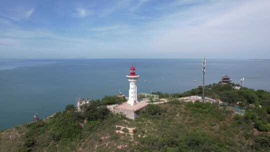 山东蓬莱大海海边沙滩风景航拍