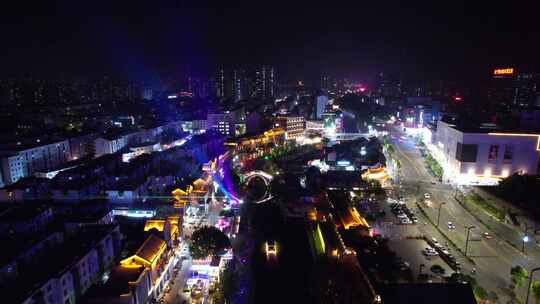 山东聊城城市夜景灯光航拍视频素材模板下载