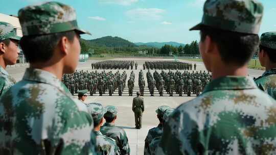 军人队列训练场景