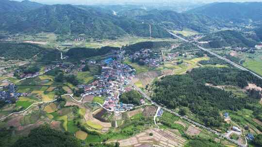 山川丘陵农乡村田园航拍