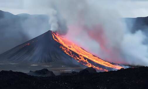 火山爆发岩浆喷射 (2)