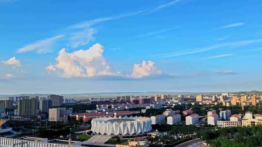 内蒙古乌兰察布夏季早晨城市航拍宣传片