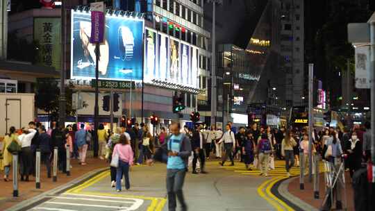 香港街头行人街道人流步行街人群人来人往