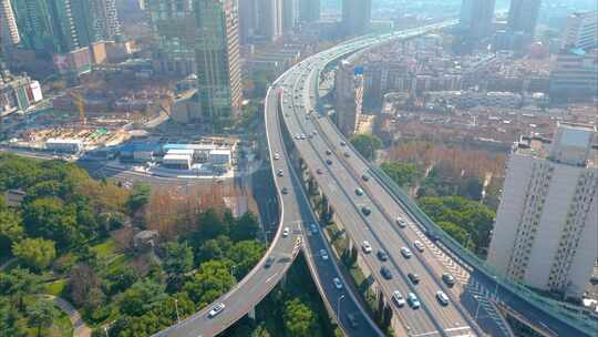 上海黄浦区延安东路立交桥车流延时风景视频