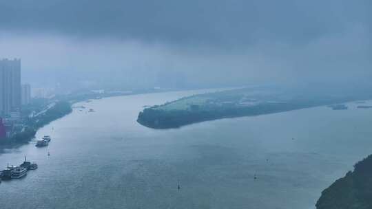 雨后长江江心洲航拍
