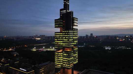 贵阳城市天际线201大厦夜景航拍风光