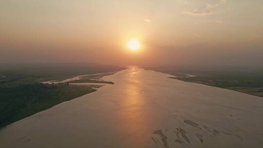 航拍黄河自然风光黄河日出夕阳