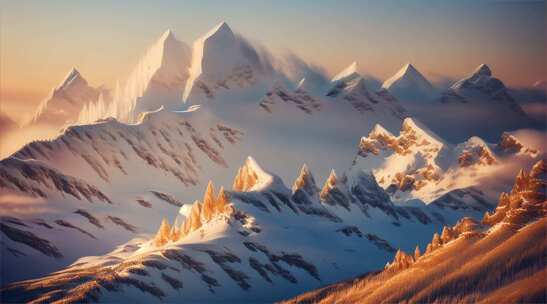 AIGC素材 雪山山峰之巅山脉风景