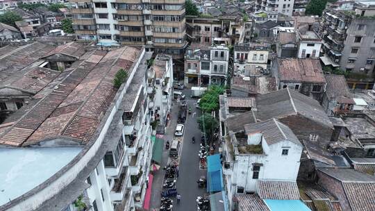 江门航拍老城区航拍江门古城建筑风光